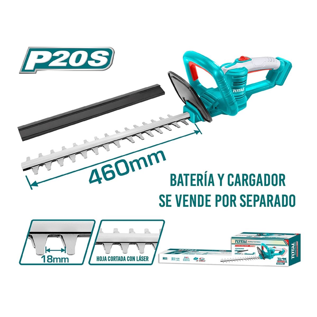 TOTAL TOOLS - Cortasetos Industrial 20v 460mm TOTAL
