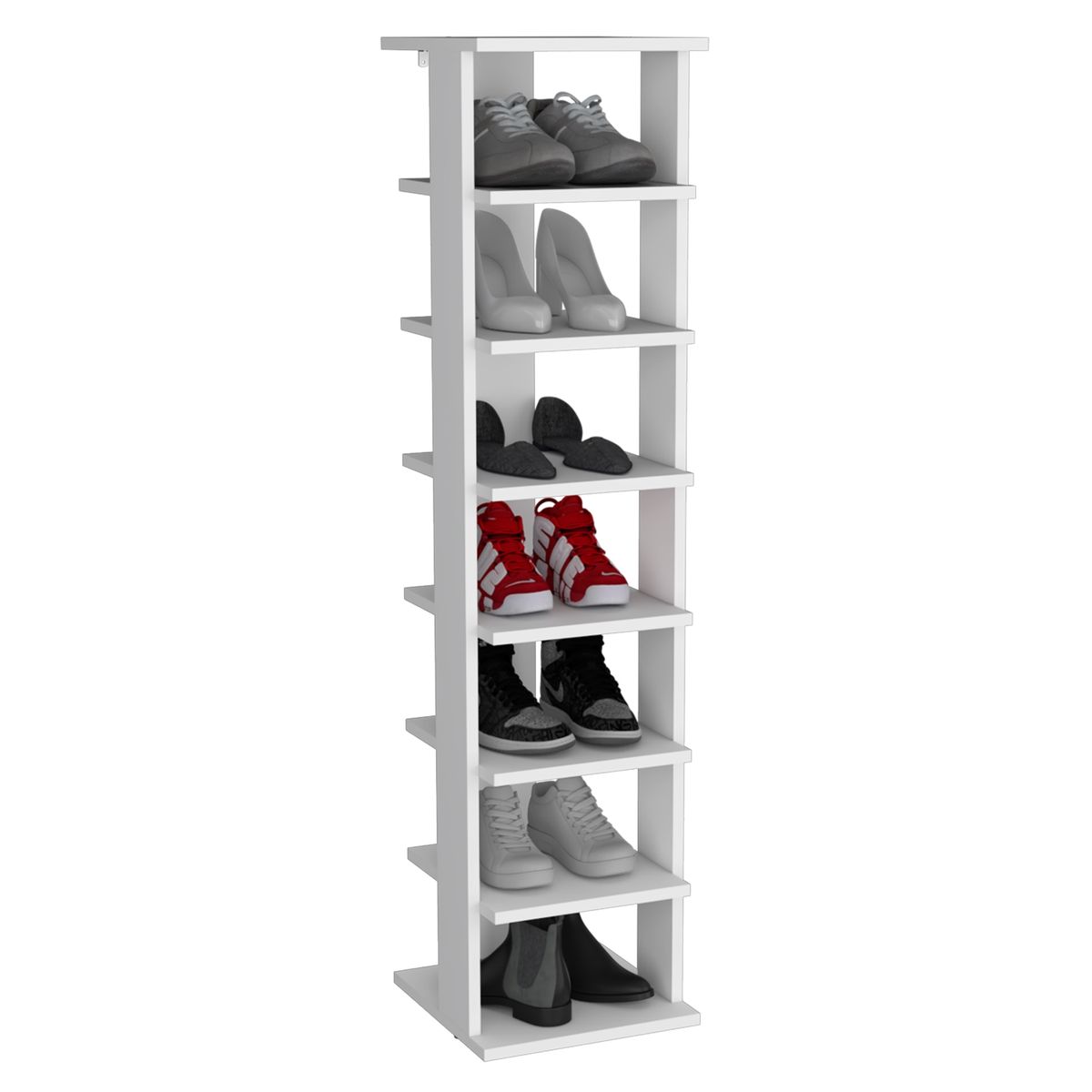 FMFURNITURE - Zapatero Alto 7 Pares - Blanco 123.8x29.7x30.8 cm