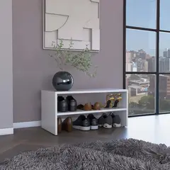 FMFURNITURE - Zapatero Apilable Con Espacios Amplios - Blanco