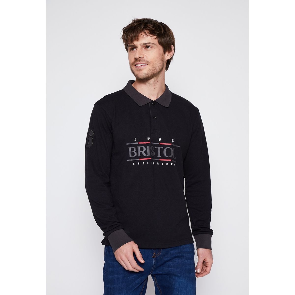 FAMILY SHOP - Polera Hombre Negro Pique Londo Family Shop