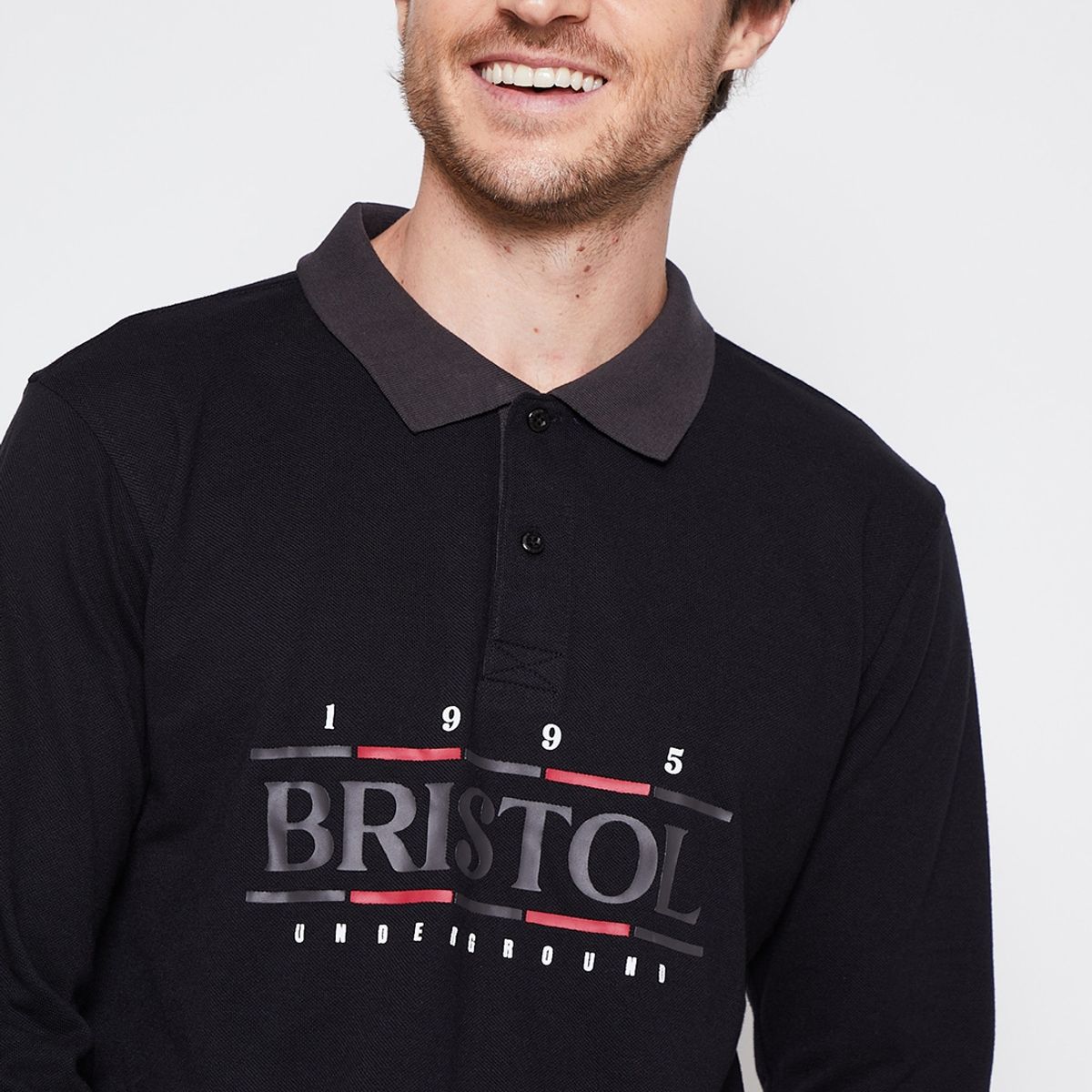 FAMILY SHOP - Polera Hombre Negro Pique Londo Family Shop
