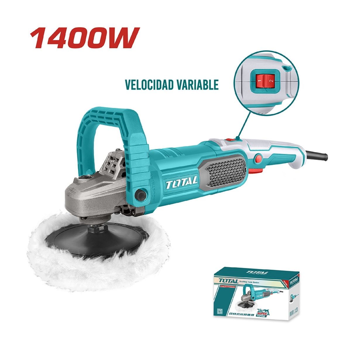TOTAL TOOLS - Pulidora Industrial 1400w 180mm + 5 Accesorios TOTAL