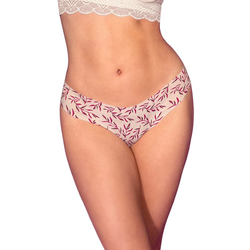 LEONISA - Calzón colaless invisible ultraplano sin elásticos y de pocas costuras 012720 Estampado Ramas