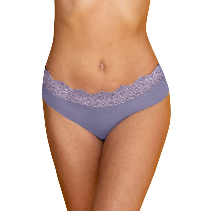 LEONISA - Sexy calzón cachetero en tela ultraliviana con encaje comodidad total 012967 Lila