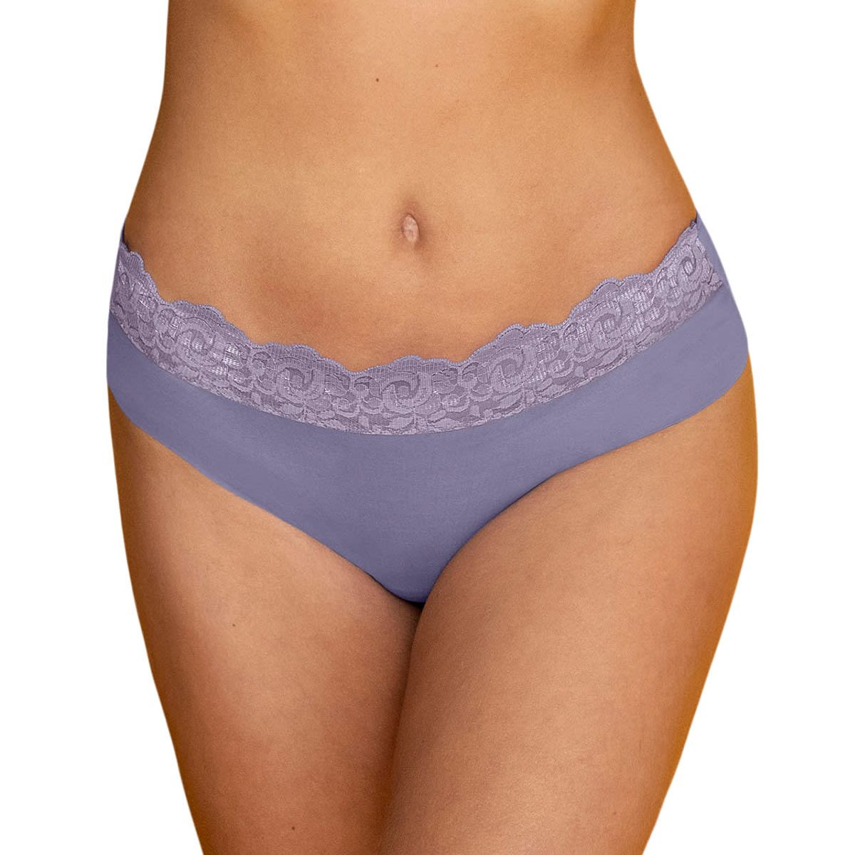LEONISA - Sexy calzón cachetero en tela ultraliviana con encaje comodidad total 012967 Lila