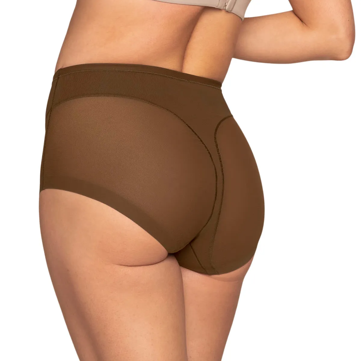 LEONISA - Leonisa Calzón clásico invisible con tul 012657 Café Oscuro