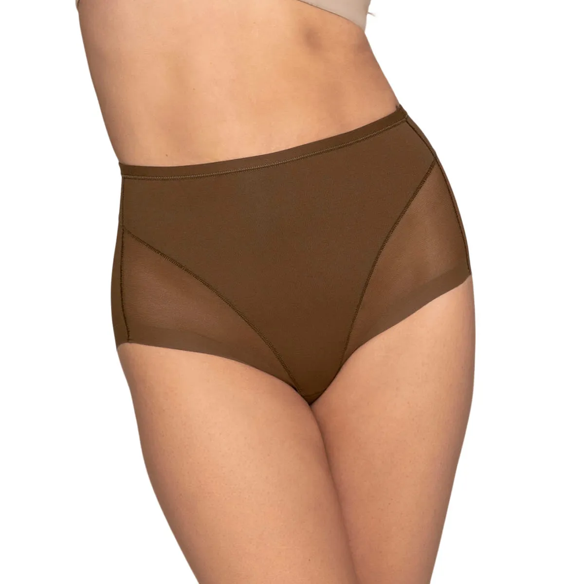 LEONISA - Leonisa Calzón clásico invisible con tul 012657 Café Oscuro