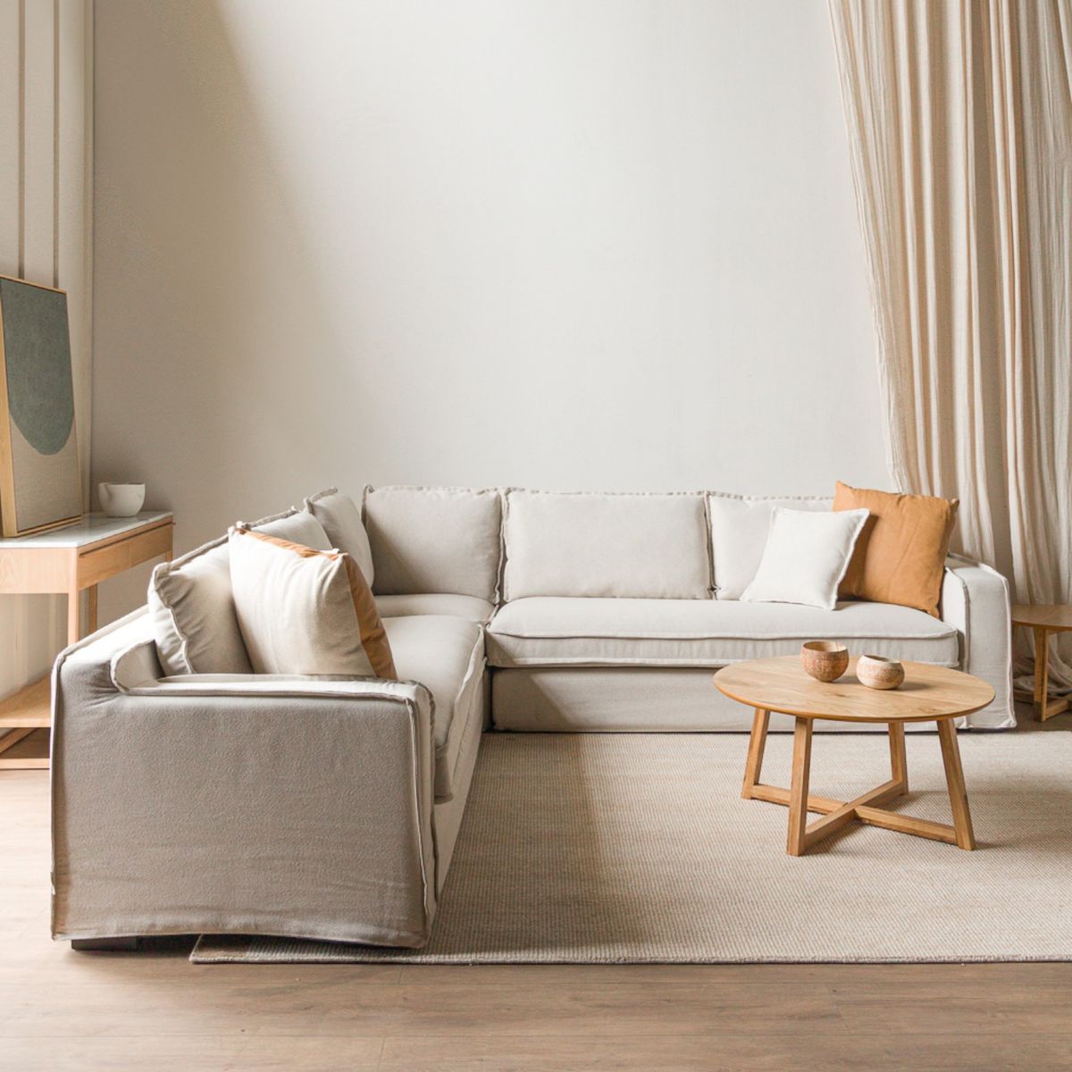 AMOBLE - Sofa Sven Seccional Beige M Amoblé