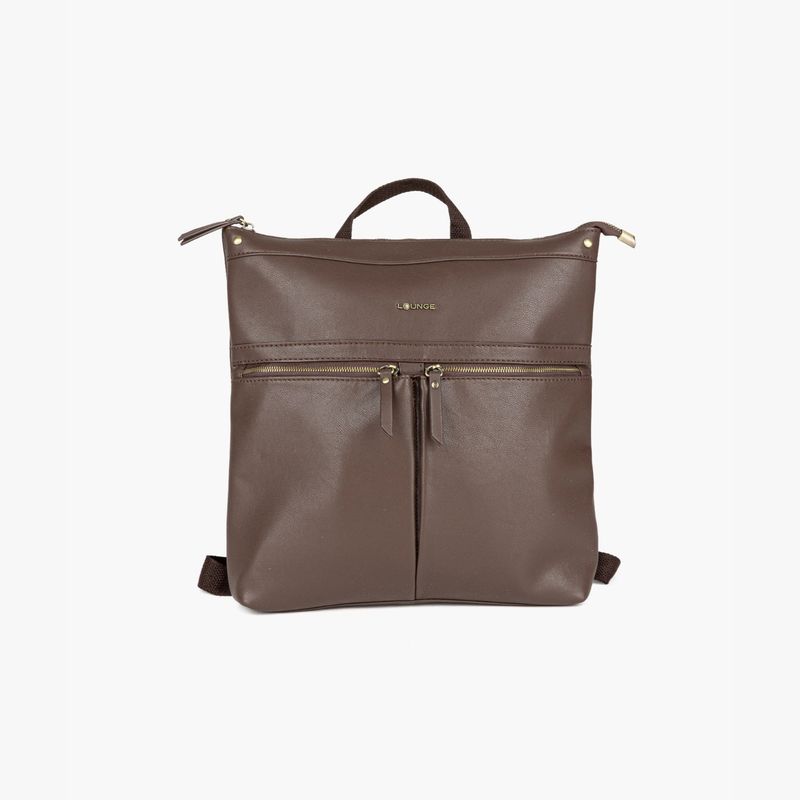 LOUNGE - Mochila Mujer Doble Bolsillo Café
