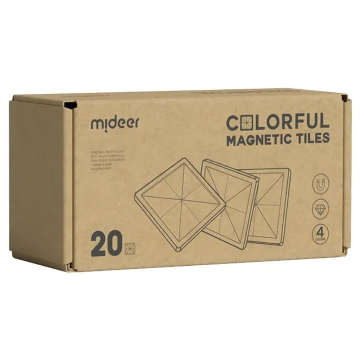 MIDEER - MIDEER MD6396 COLORFUL MAGNETIC TILES WARM COLOR 20 PIEZAS