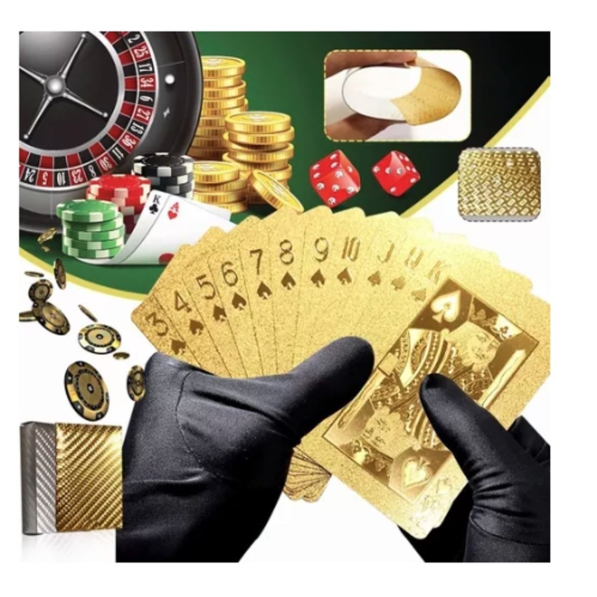 GENERICO - Baraja Cartas Doradas Y Plata Poker 100% Waterproof Set