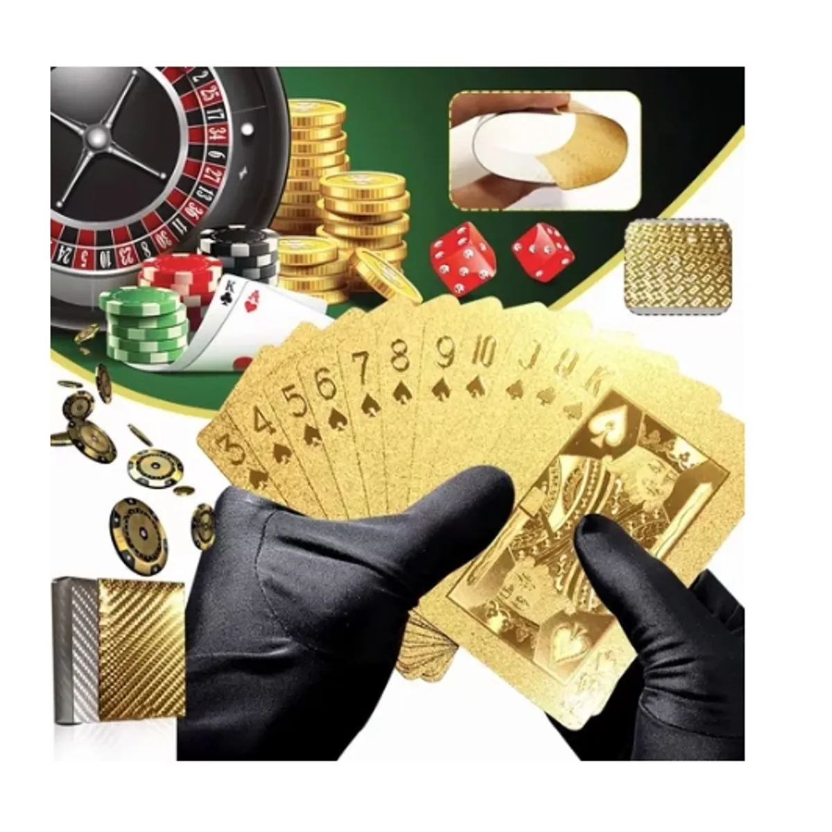 GENERICO - Baraja Cartas Doradas Y Plata Poker 100% Waterproof Set