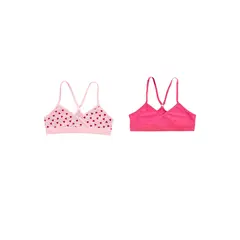 LEONISA - Pack x 2 top principiante para niña espalda deportiva 65290X2 Fucsia / Estampado Corazones