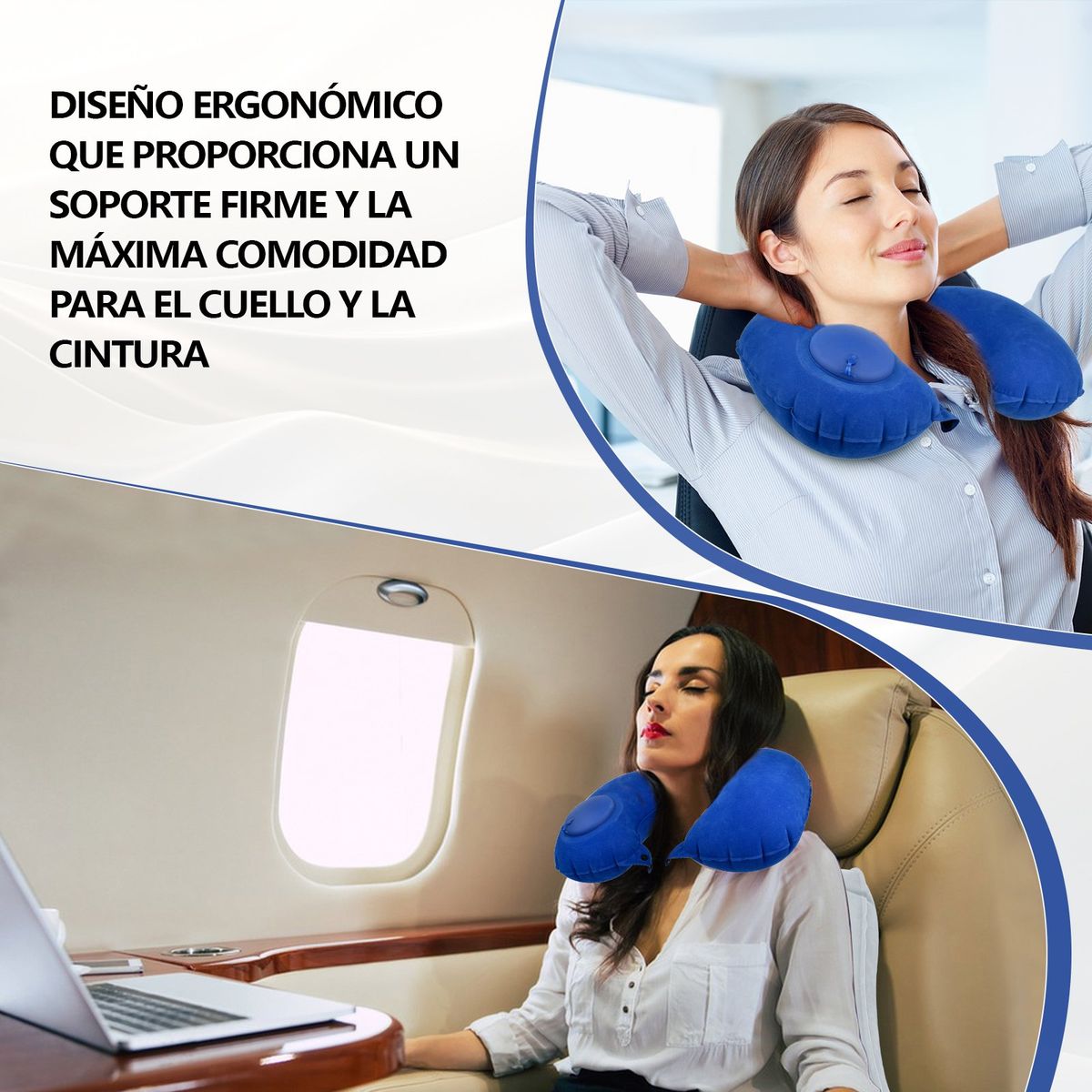 AIZO - Pack 2 Almohada Cojin Inflable Viajes Playa Portatil Camping