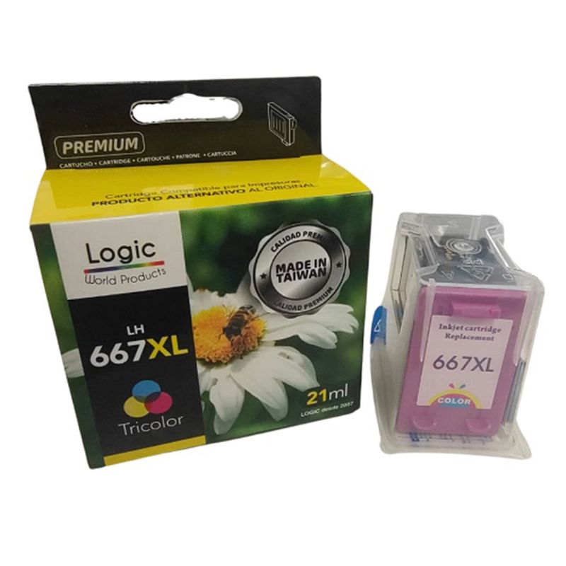 LOGIC - Pack Tintas 667XL Negra + Tricolor para Hp Deskjet 6000