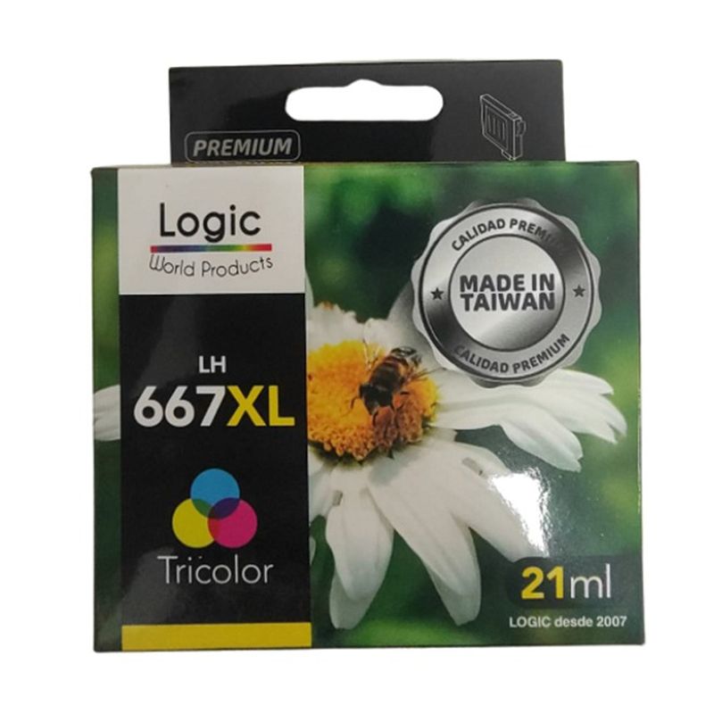 LOGIC - Pack Tintas 667XL Negra + Tricolor para Hp Deskjet IA 2374