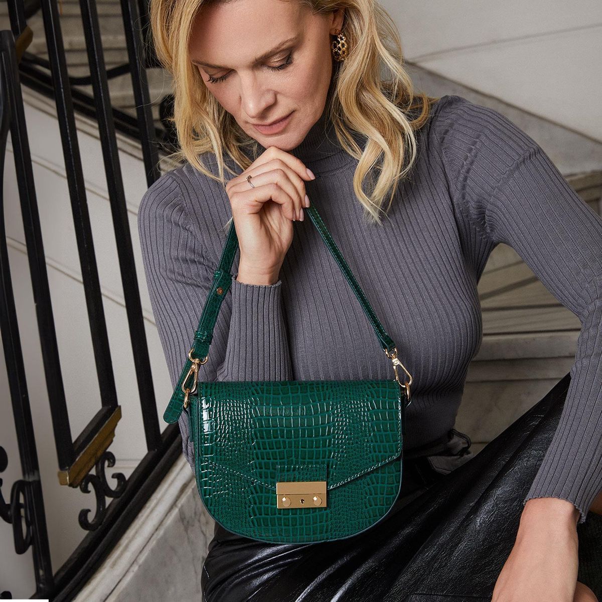 GACEL - Cartera - Mujer - Retro con Tapa - Gacel - Verde Oscuro