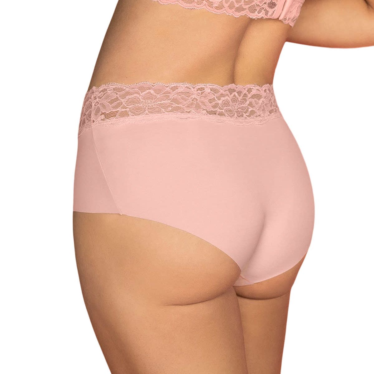 LEONISA - Calzón pantaleta en tela ultraliviana con franja de encaje 012960 Rosado