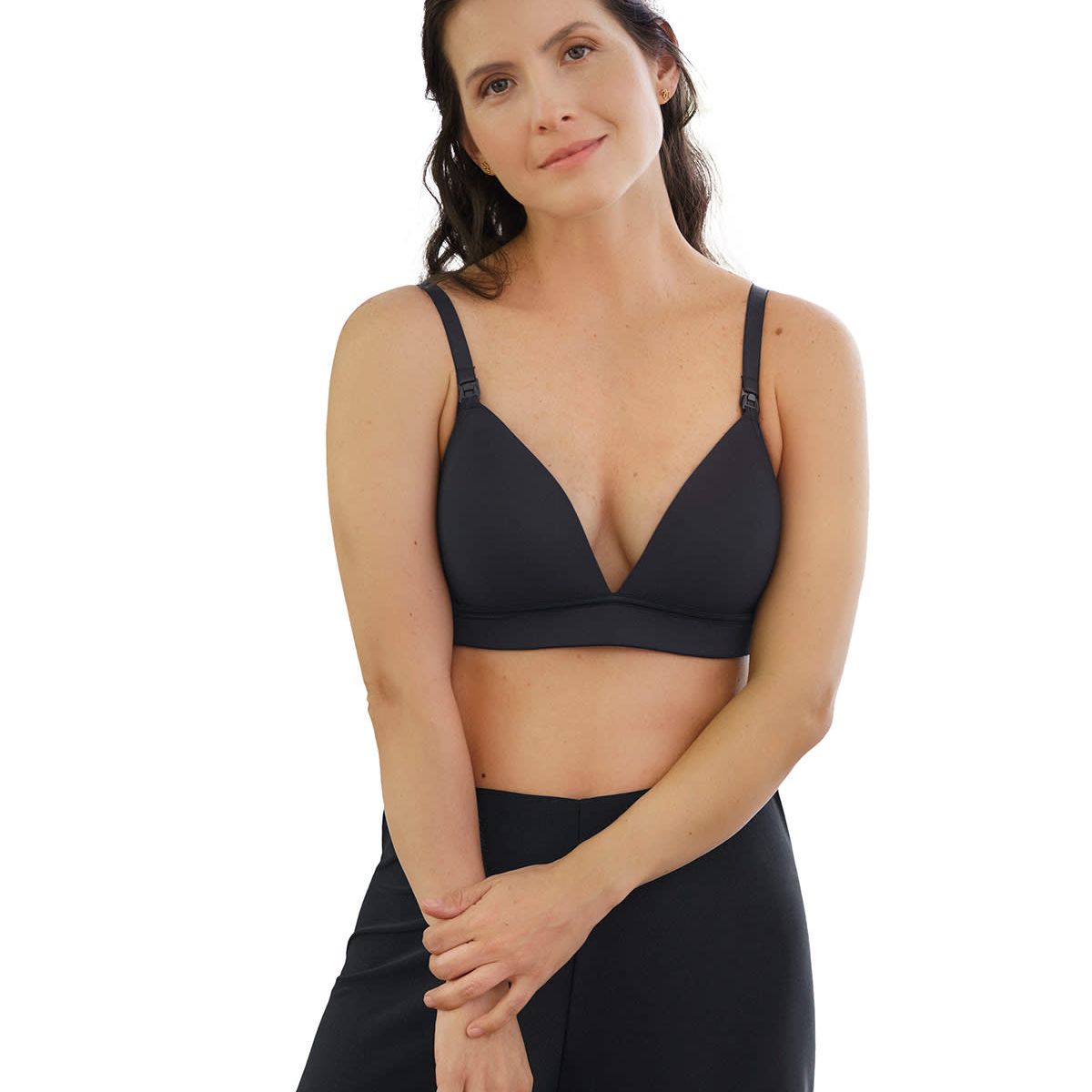 LEONISA - Sostén de lactancia sin arco (barba) con tecnología antibacterial 91015 Negro