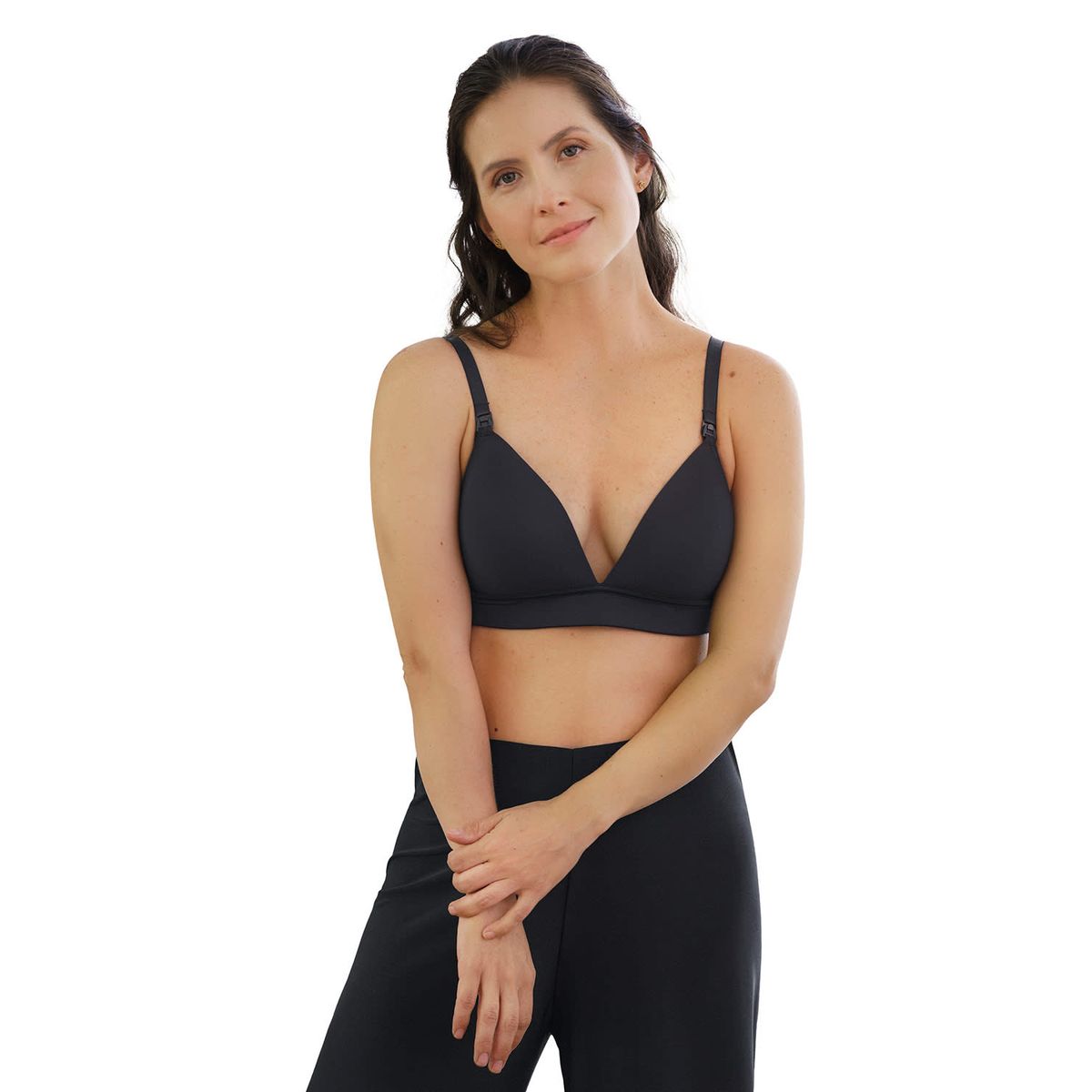 LEONISA - Sostén de lactancia sin arco (barba) con tecnología antibacterial 91015 Negro