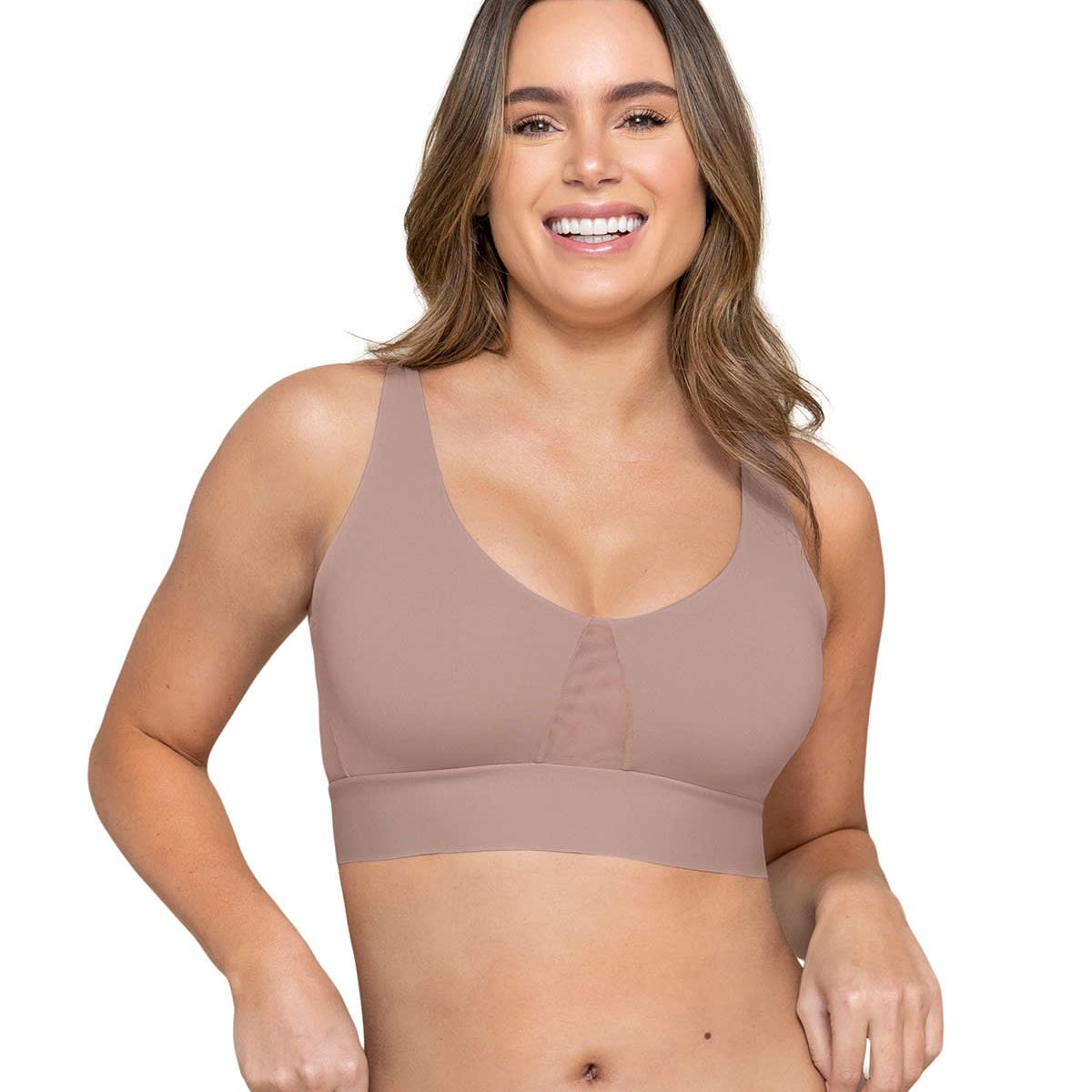 LEONISA - Sostén tipo top de copas extraíbles totalmente cómodo y liviano Flexi Brastop 091048 Palo de Rosa