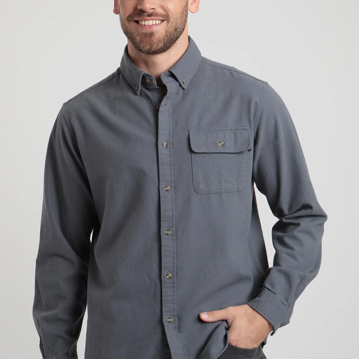 FROENS - Camisa manga larga hombre Classic gris