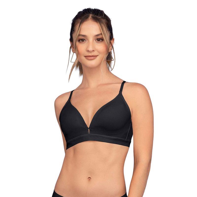 LEONISA - Sostén cómodo sin arco ni realce Essential Day Bra 091074 Negro Intenso