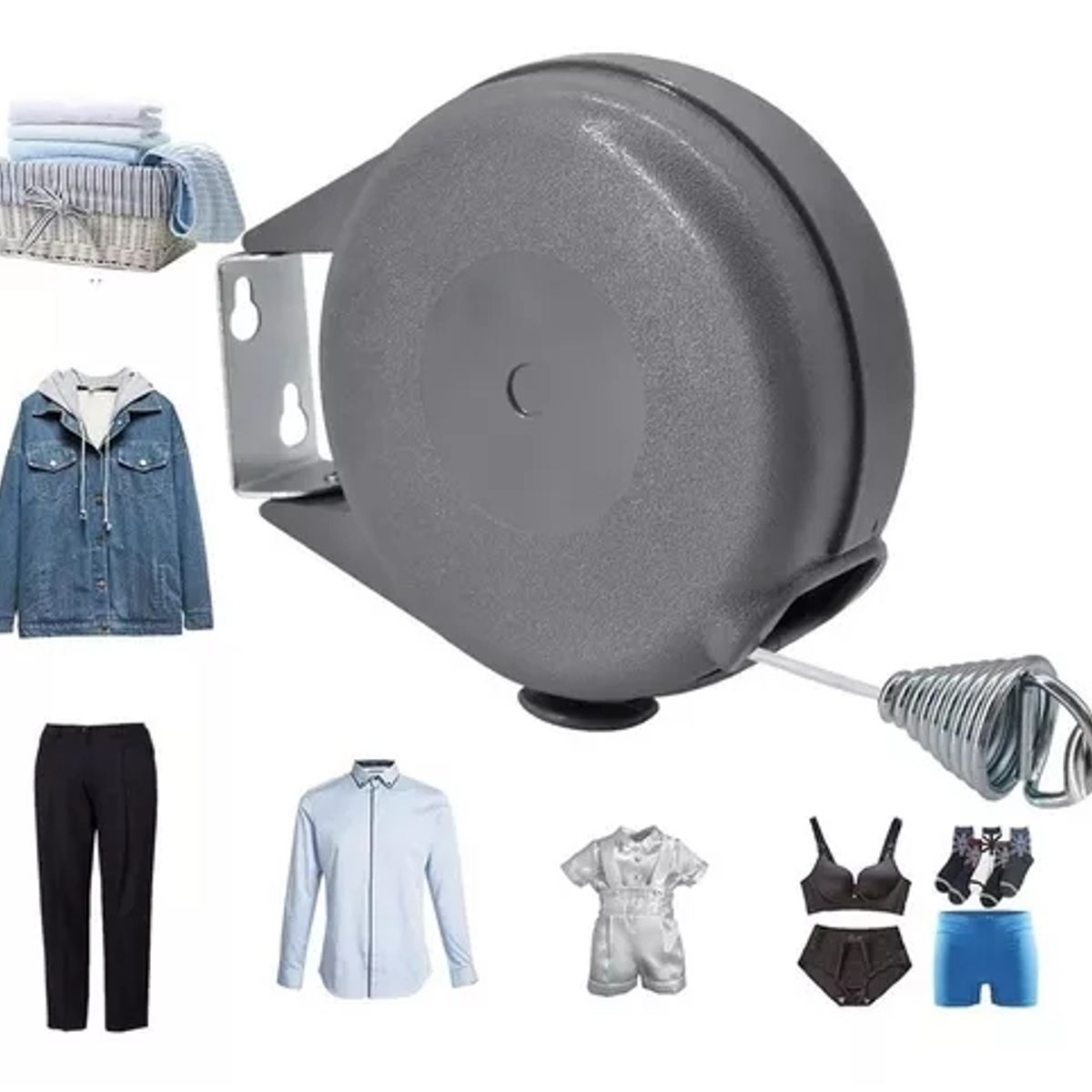 GENERICO - Tendedero Retractil Ropa Colgador Logia Acero Inoxidable