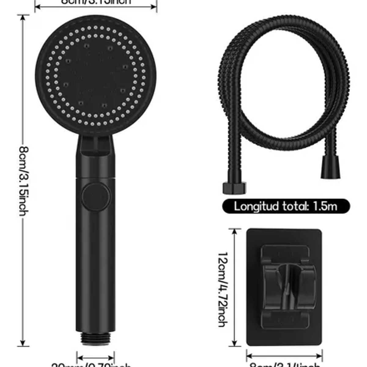 GENERICO - Kit De Manguera Ducha Teléfono Soporte Cromado Acero Inox1