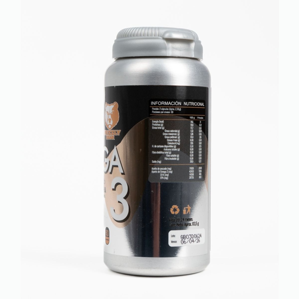 GRIZZLY - OMEGA 3 800 EPA / 400 DHA 60 CAPSULAS - GRIZZLY BEAR