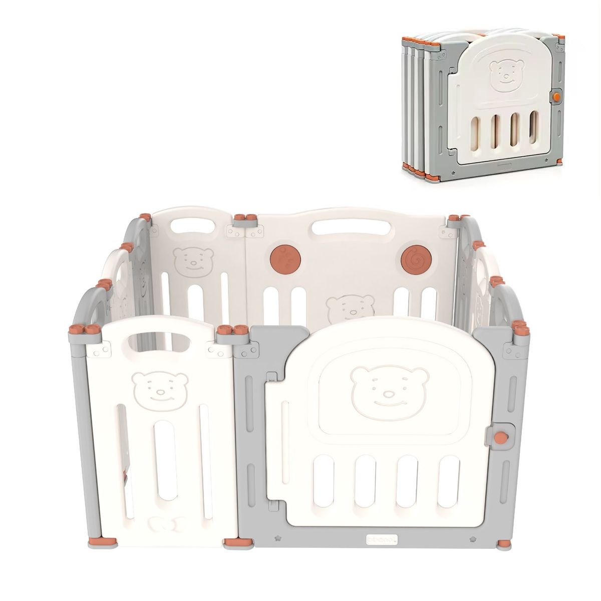 BBQOOL - Corral Didáctico de Juegos Plegable Teddy Grey