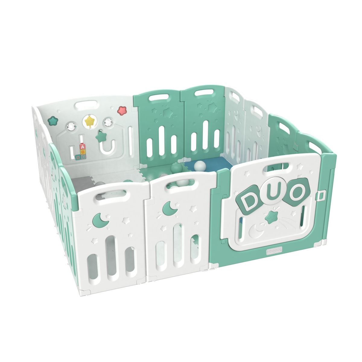 BBQOOL - Corral Didáctico de Juegos Duo Mint + Alfombra + Pelotas