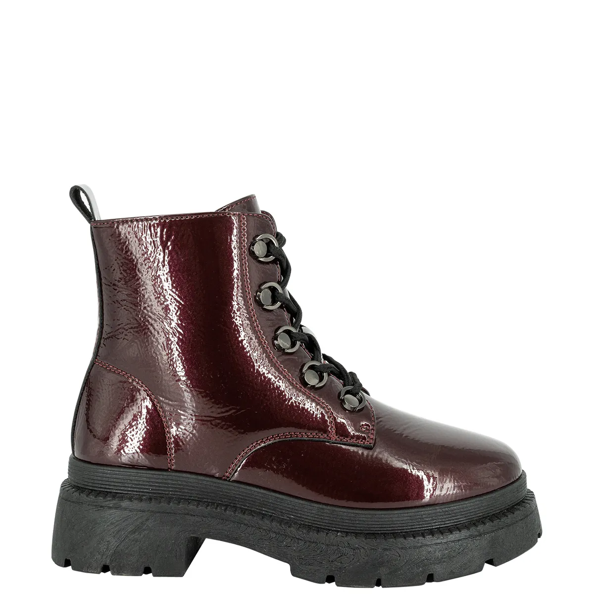 ALQUIMIA - Botin Mujer Burdeo Charol Indo Alquimia