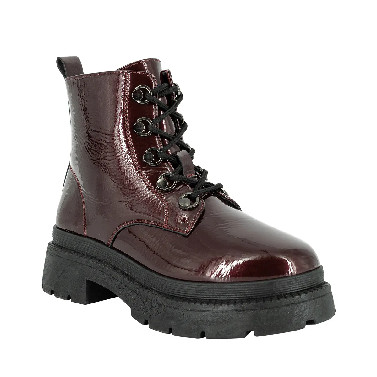 ALQUIMIA - Botin Mujer Burdeo Charol Indo Alquimia