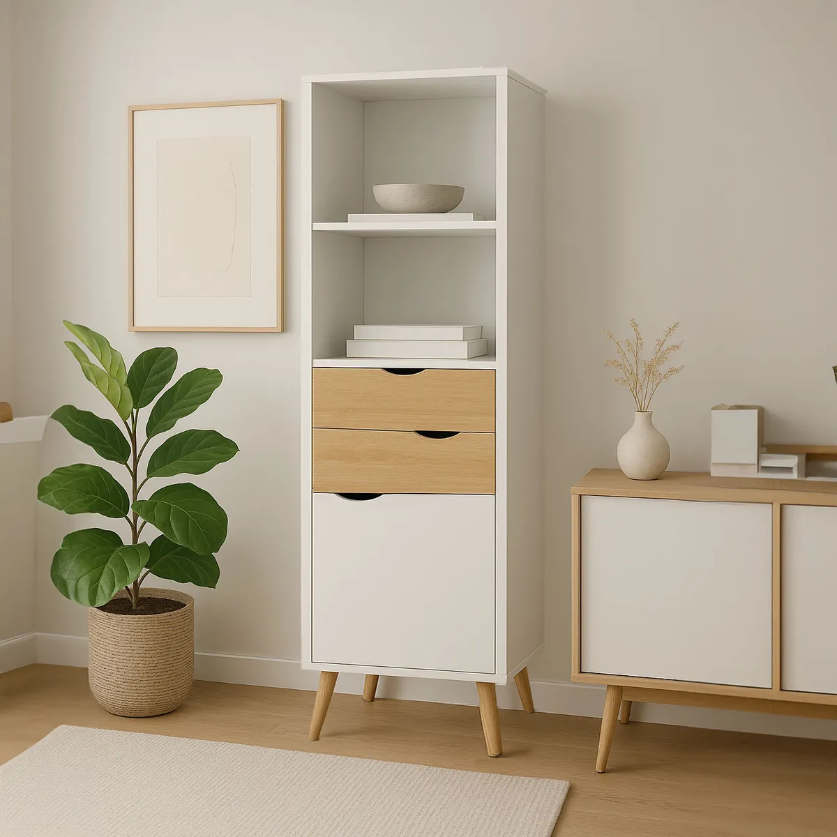 RELAN - Estante Librero Top Living Gotemburgo Nórdico con Cajones