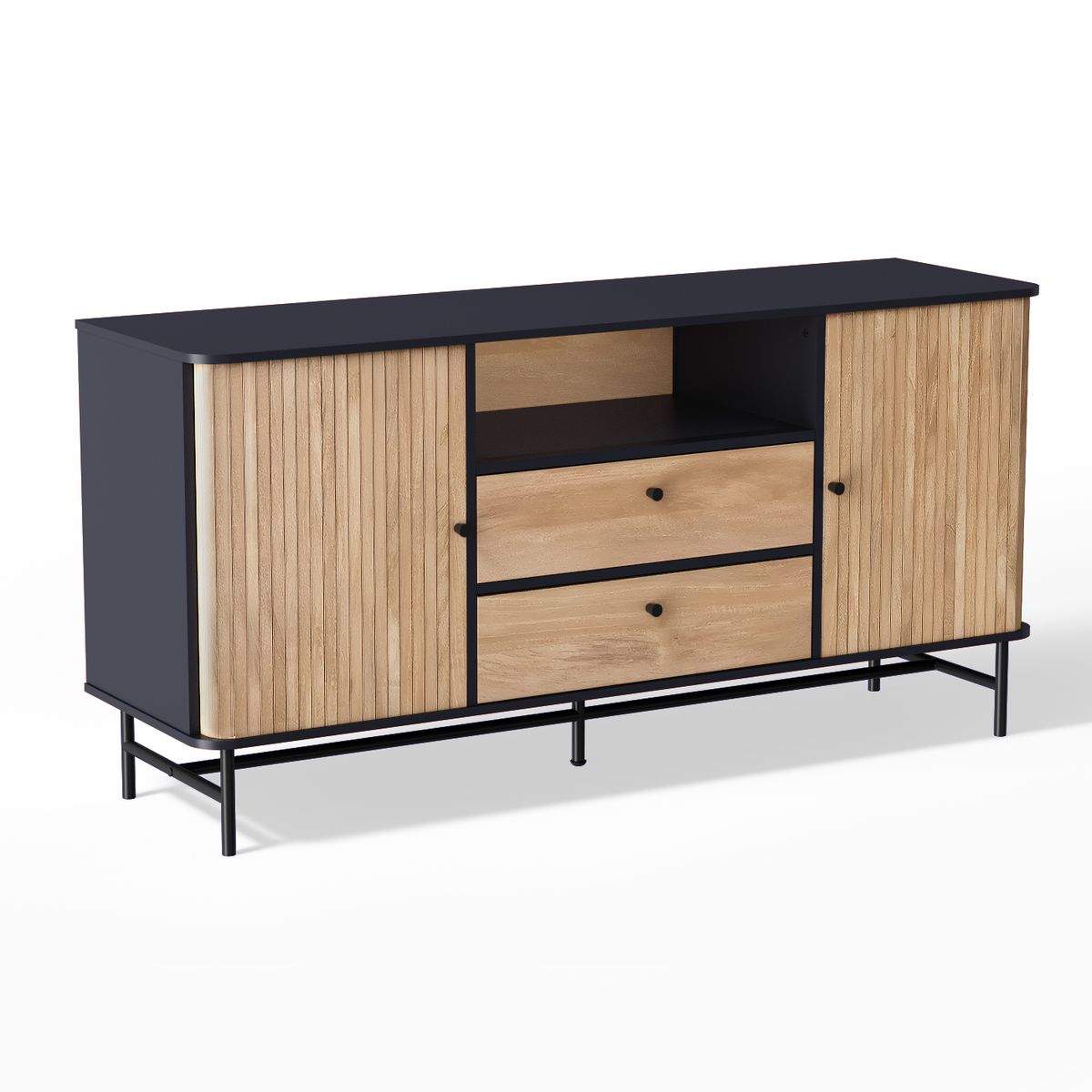 RELAN - Aparador Buffet Top Living Ebony con Puertas Corredizas
