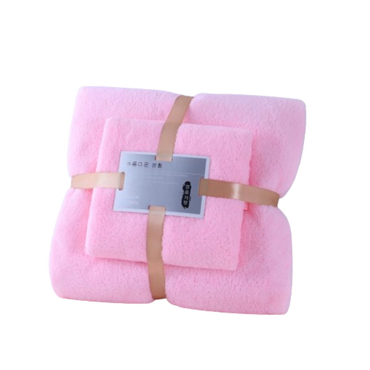 GENERICO - Set de Toallas De microfibra Mano + Toallon Lisa - Rosa