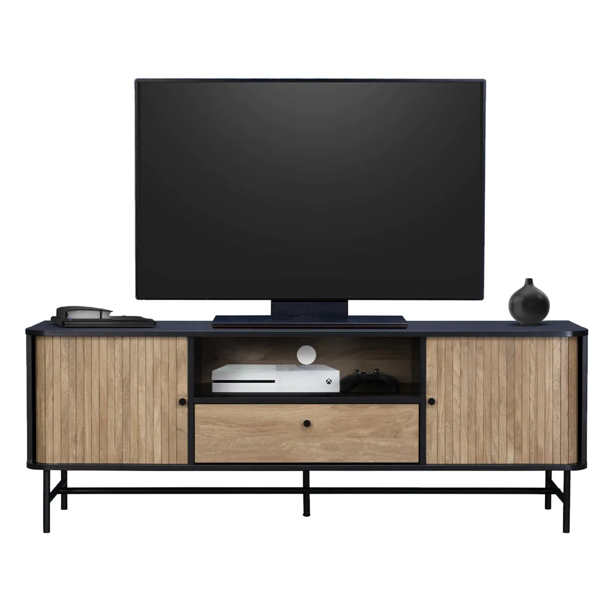 RELAN - Rack de TV Top Living Charcoal con Puertas Corredizas
