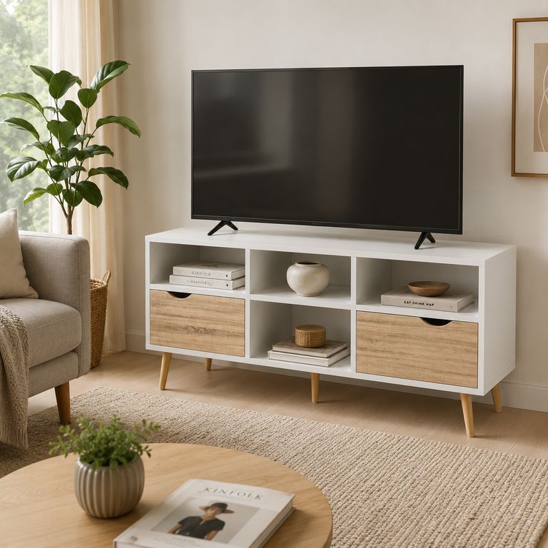 Rack de TV Top Living Bolonia con Cajones 117cm Nordico