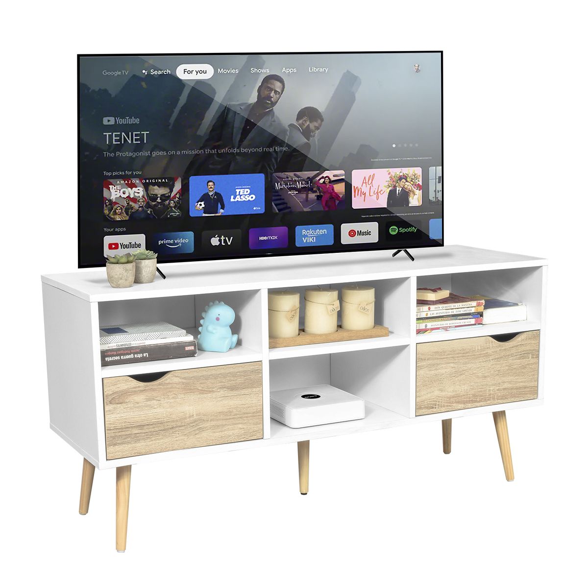 RELAN - Rack de TV Top Living Bolonia con Cajones 117cm Nórdico