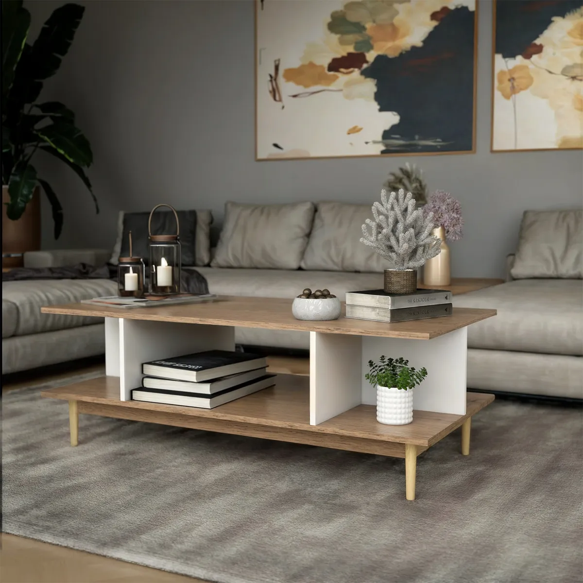 RELAN - Mesa de Centro Top Living Bari Rectangular Lateral Nórdica