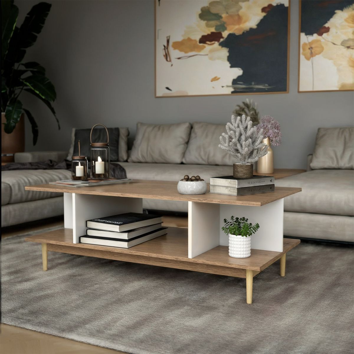 RELAN - Mesa de Centro Top Living Bari Rectangular Lateral Nórdica