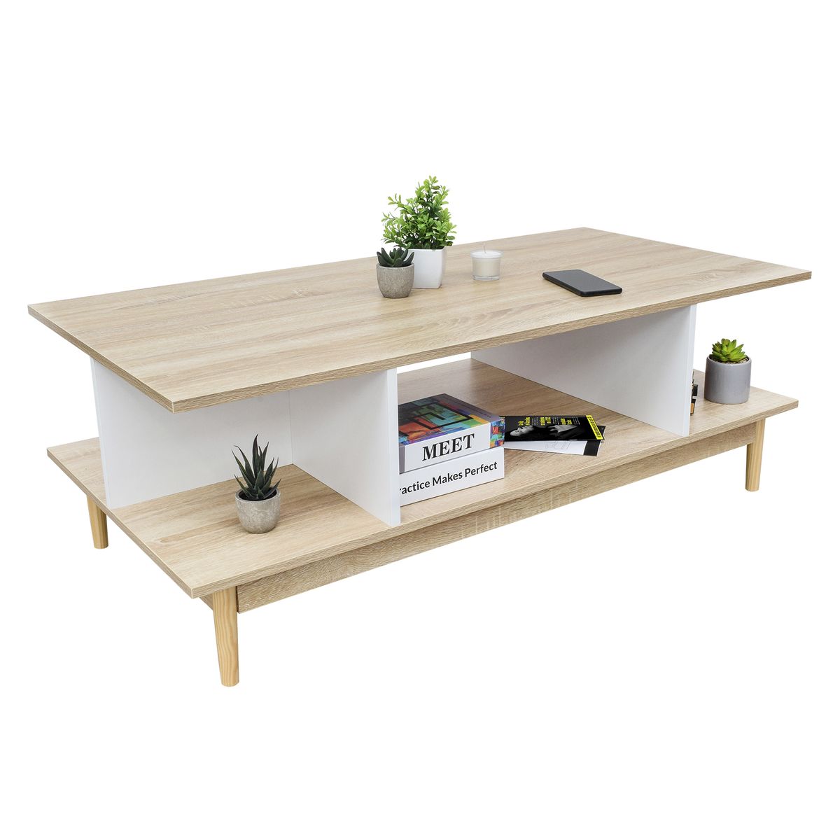 RELAN - Mesa de Centro Top Living Bari Rectangular Lateral Nórdica