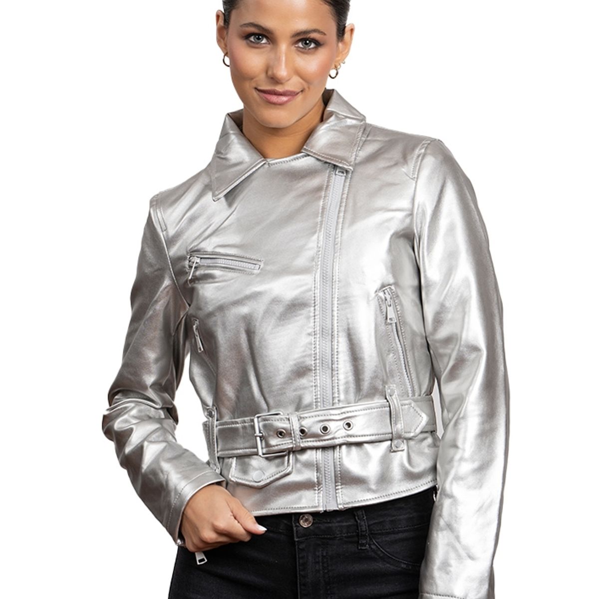 TODOPIEL - Chaqueta de Ecocuero Mujer Plateado Todopiel