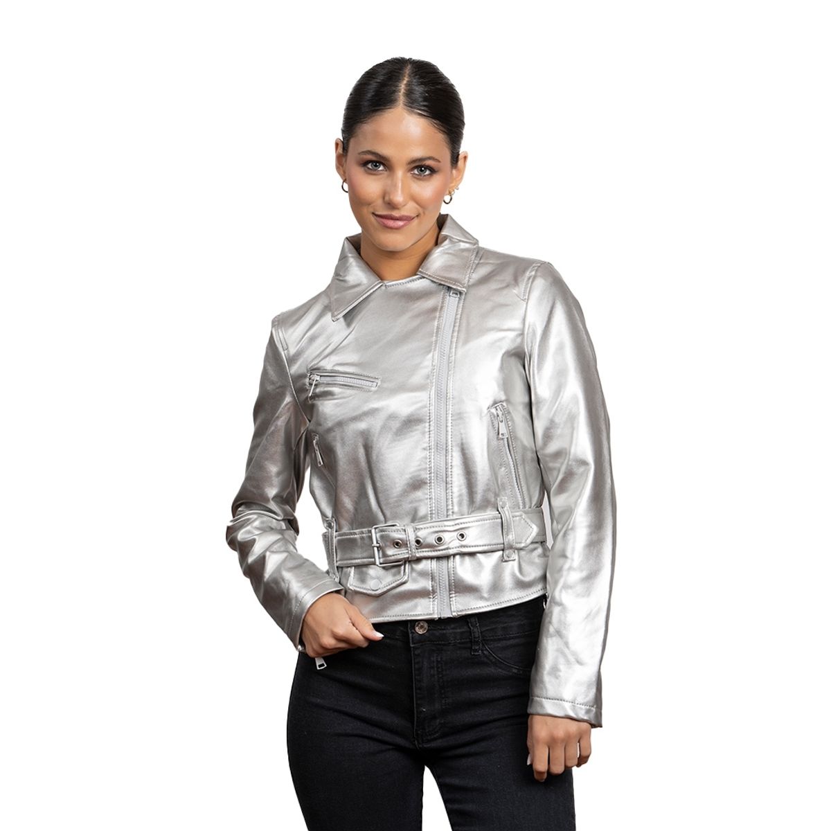 TODOPIEL - Chaqueta de Ecocuero Mujer Plateado Todopiel