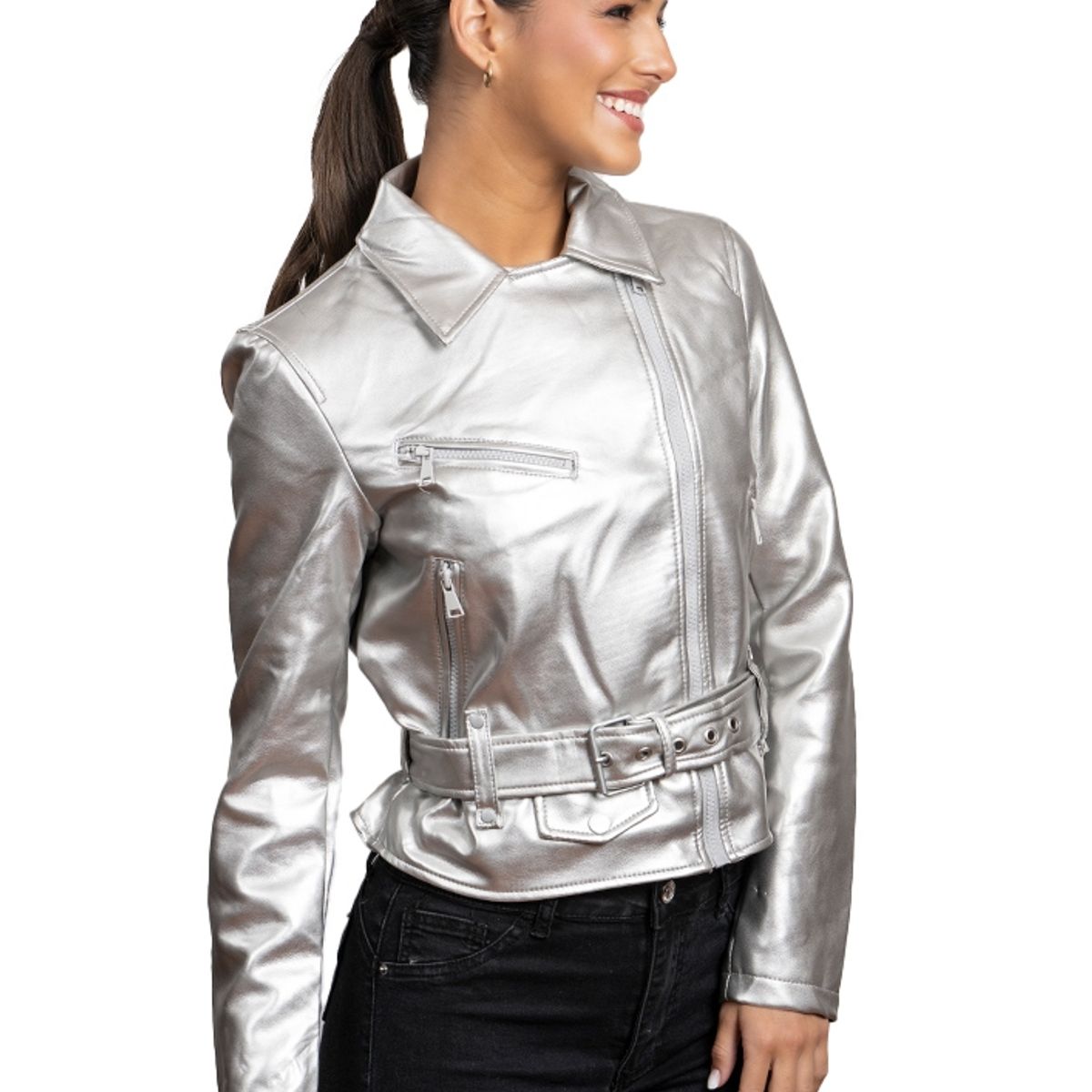 TODOPIEL - Chaqueta de Ecocuero Mujer Plateado Todopiel