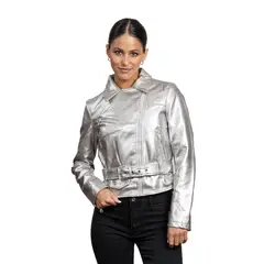 TODOPIEL - Chaqueta de Ecocuero Mujer Plateado