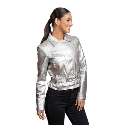 Imagen 2 del producto Chaqueta de Ecocuero Mujer Plateado