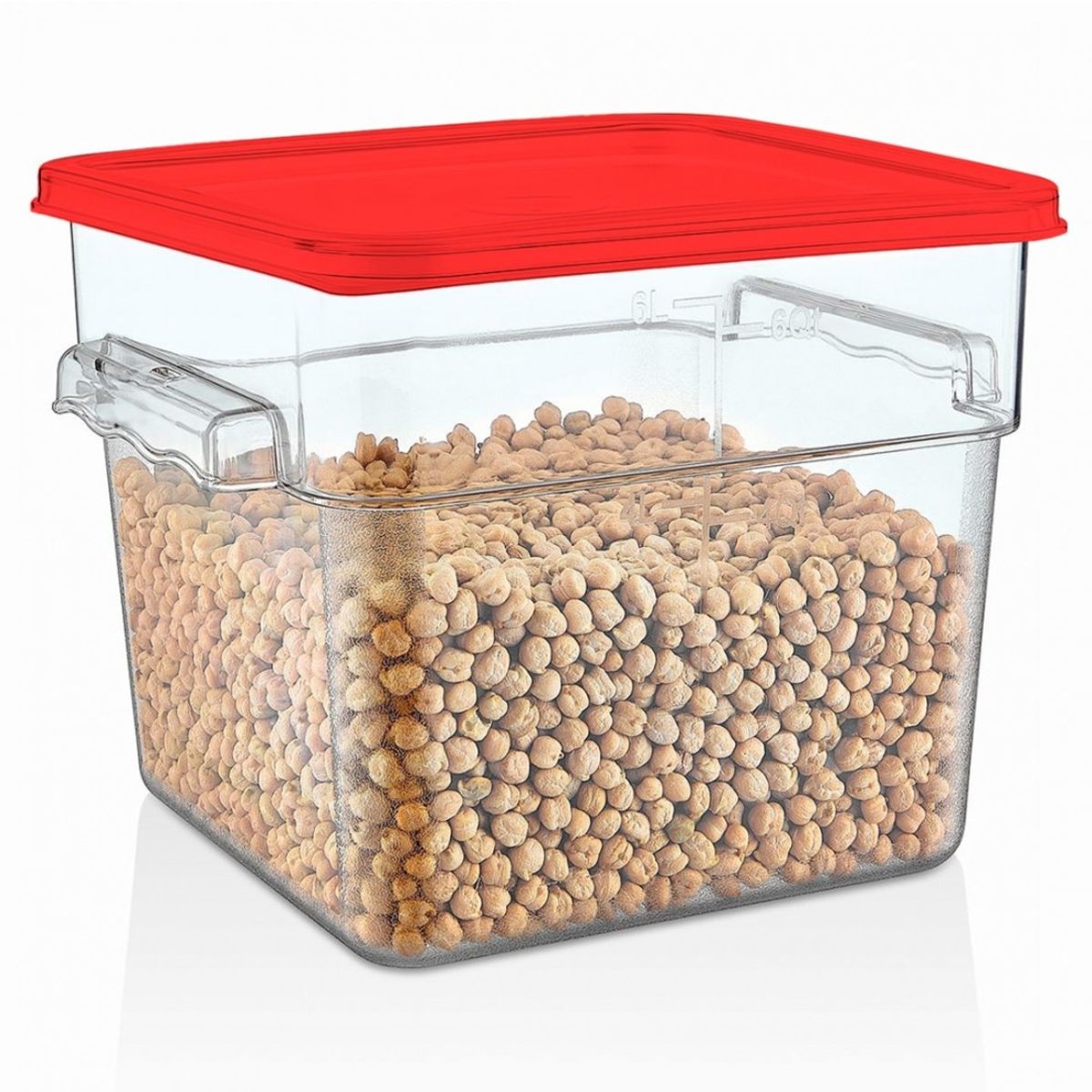 IMAHE - RECIPIENTE POLICARBONATO CUADRADO 7,6 LT CON TAPA ROJA IMAHE