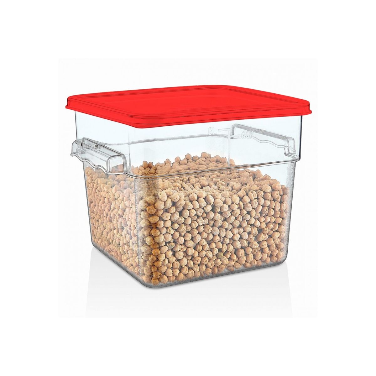 IMAHE - RECIPIENTE POLICARBONATO CUADRADO 7,6 LT CON TAPA ROJA IMAHE